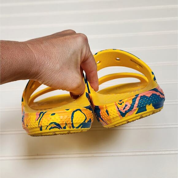 Crocs Classic Unisex Adults Marbled Slide Sandals Size 7 Men\'s/9 Women\'s Yellow main image 6